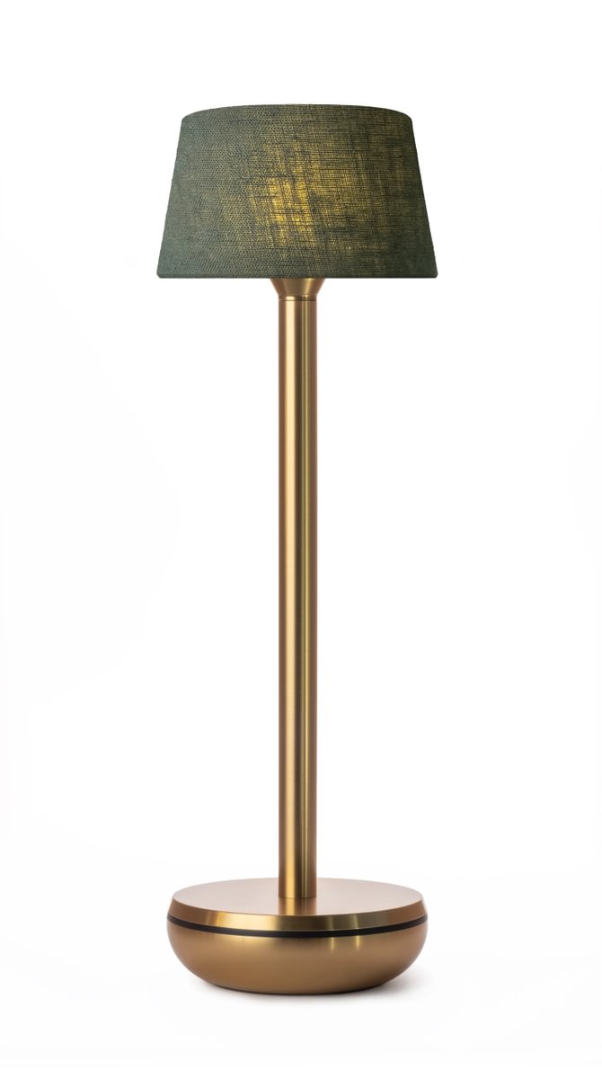 Humble Air Gold/Emerald Linen oplaadbare tafellamp - HUMTL00507 afbeelding